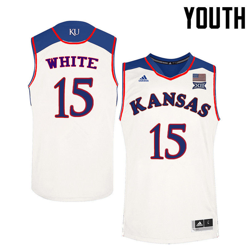 Youth Kansas Jayhawks #15 Jo Jo White College Basketball Jerseys-White - Click Image to Close